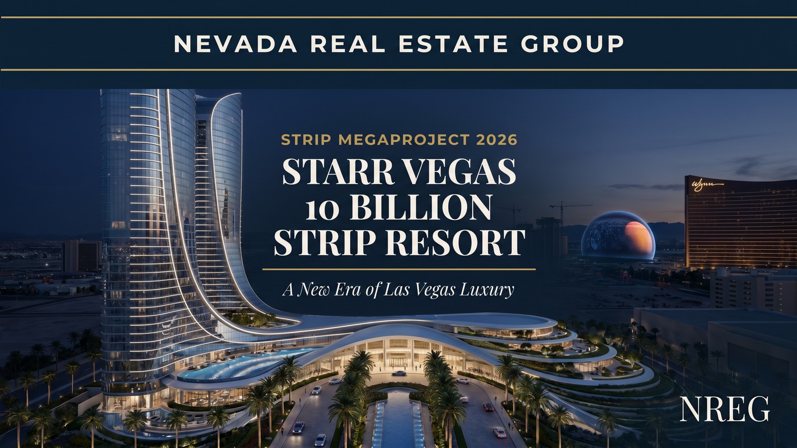 Las Vegas Strip luxury condominium tower skyline at twilight
